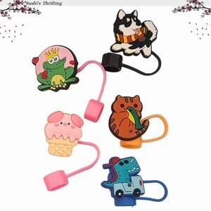 Animal Mix Straw Toppers Set 5pcs